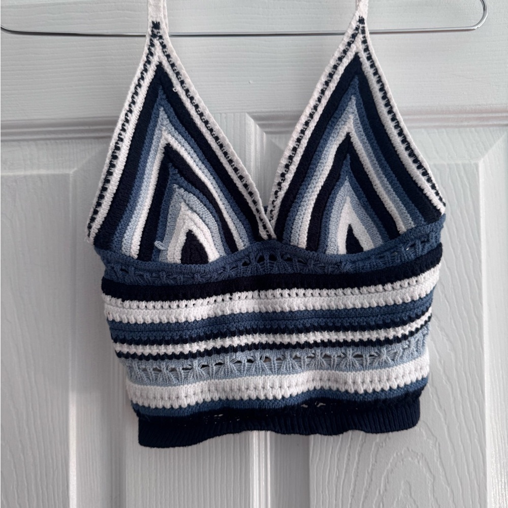 Subdued Striped Crochet Tank Top